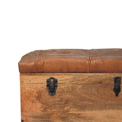 The Boscobel Hide Trunk – Oak - ish Mango Wood Window Seat - The Timeless Trading Co.