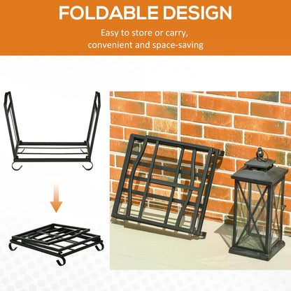 The Bramblestead Log Keeper — Foldable Fireplace Rack with Slatted Base - The Timeless Trading Co.