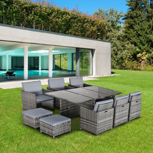 The Clovelly Cove Set – 11pc Rattan Garden Dining Ensemble - The Timeless Trading Co.