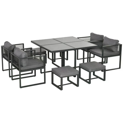 The Cotehele Cube – 8 Seater Garden Dining Ensemble - The Timeless Trading Co.