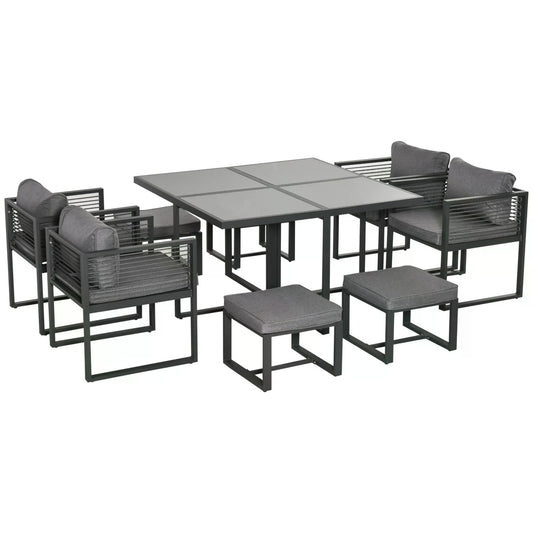 The Cotehele Cube – 8 Seater Garden Dining Ensemble - The Timeless Trading Co.