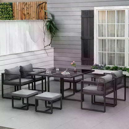 The Cotehele Cube – 8 Seater Garden Dining Ensemble - The Timeless Trading Co.
