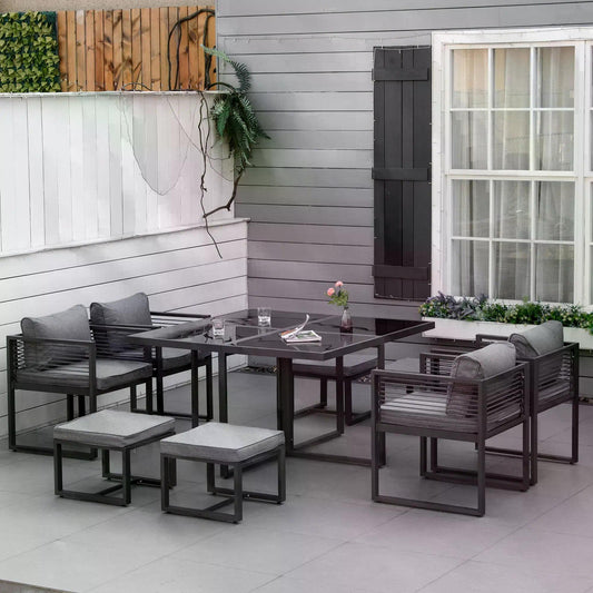 The Cotehele Cube – 8 Seater Garden Dining Ensemble - The Timeless Trading Co.