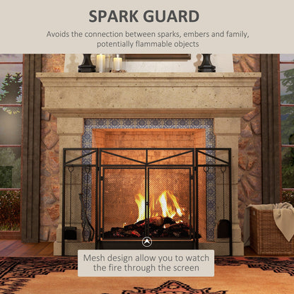 The Emberdance Screen — Folding Fire Guard with Hearth Tools - The Timeless Trading Co.