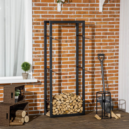 The Forager’s Tall Log Keeper – Black Metal Firewood Rack - The Timeless Trading Co.