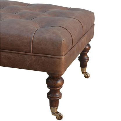 The Godolphin Ottoman – Buffalo Hide & Castor - Leg Window Seat - The Timeless Trading Co.