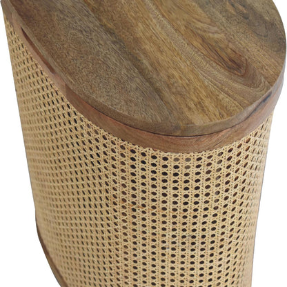 The Loxley Settle – Rattan Lid - Up Stool for Quiet Utility & Charm - The Timeless Trading Co.