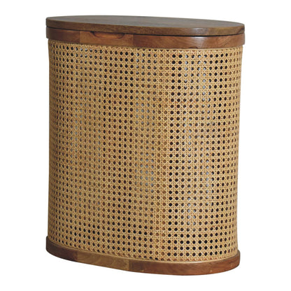 The Loxley Settle – Rattan Lid - Up Stool for Quiet Utility & Charm - The Timeless Trading Co.