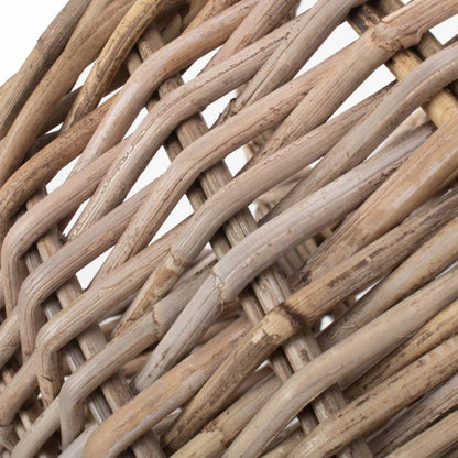 The Marketstead Grey Rattan Log Basket – Fireside Storage from Town to Hearth - The Timeless Trading Co.