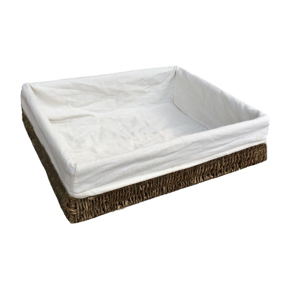 The Mersea Tray – Lined Rectangular Seagrass Storage Basket - The Timeless Trading Co.