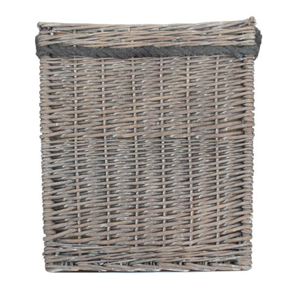 The Thornleigh Hearth Log Keeper – Grey Wash Willow & Hessian Lined - The Timeless Trading Co.
