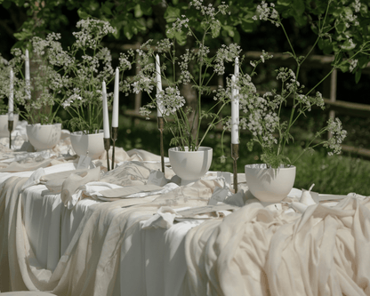 Weldon iron candle holder set rustic taper holders all three sizes styled on wedding table setting
