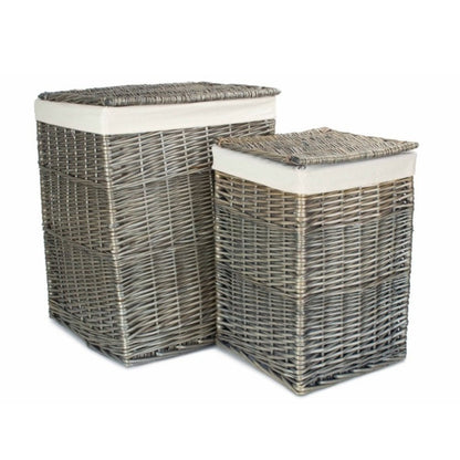 Wickham Keeper square laundry basket in antique wash finish with removable white cotton lining – handwoven storage with heritage-inspired charm