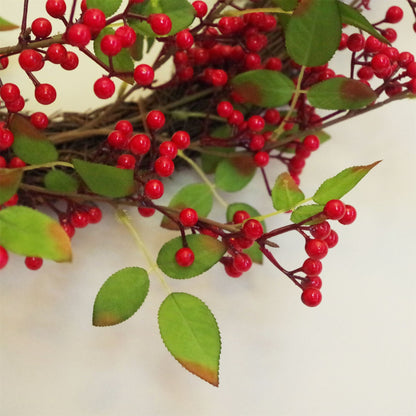 The Winthrop redberry wreath shown from alternate angle, 24 inch festive decor with layered rustic foliage and heritage-inspired seasonal styling