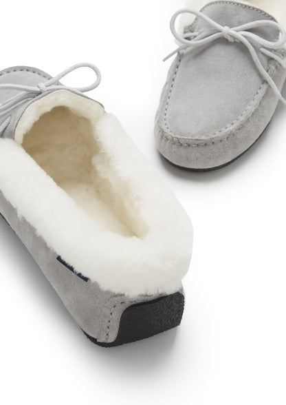 Women's slippers, sheepskin, dove grey suede - The Timeless Trading Co.