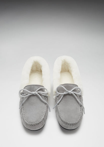 Women's slippers, sheepskin, dove grey suede - The Timeless Trading Co.